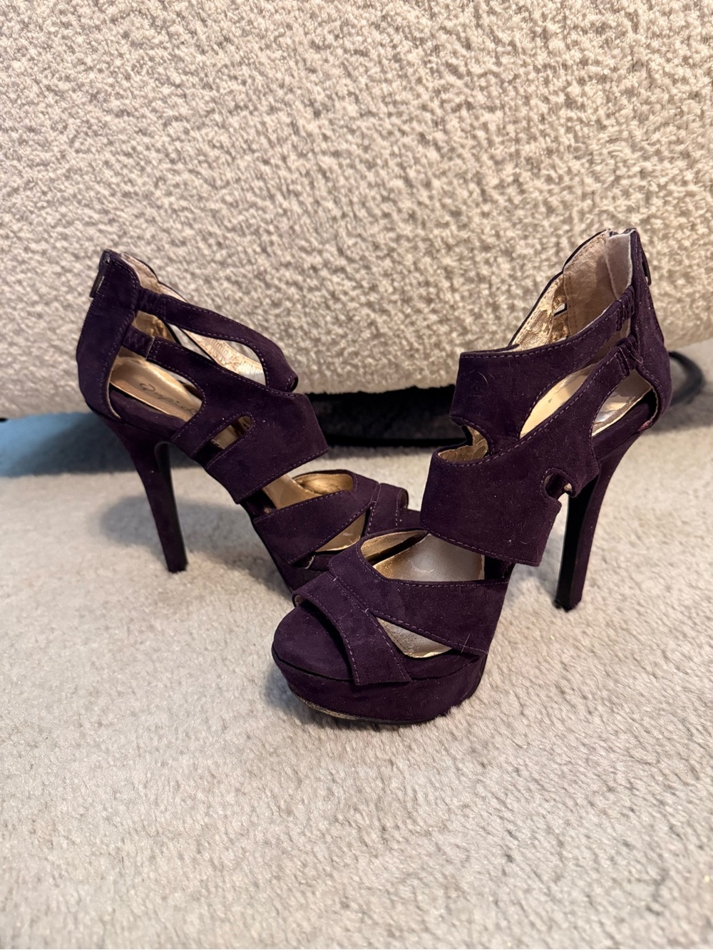 Women's Purple Suede platform High Heel Sandals